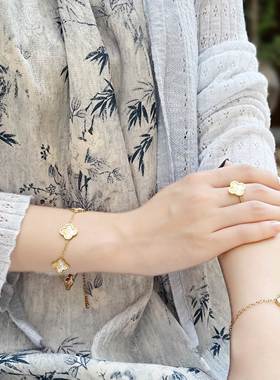 四叶草景德镇陶瓷戒指