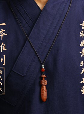 【龙虎山寻梦官方】天然雷击枣木七星剑挂件朱砂紫薇讳剑平安吊坠