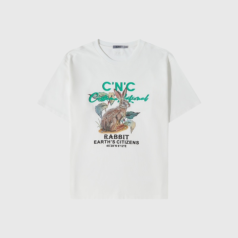 【重工立体刺绣】CNC男装奥莱动物图案春夏轻奢阔版圆领T恤男款