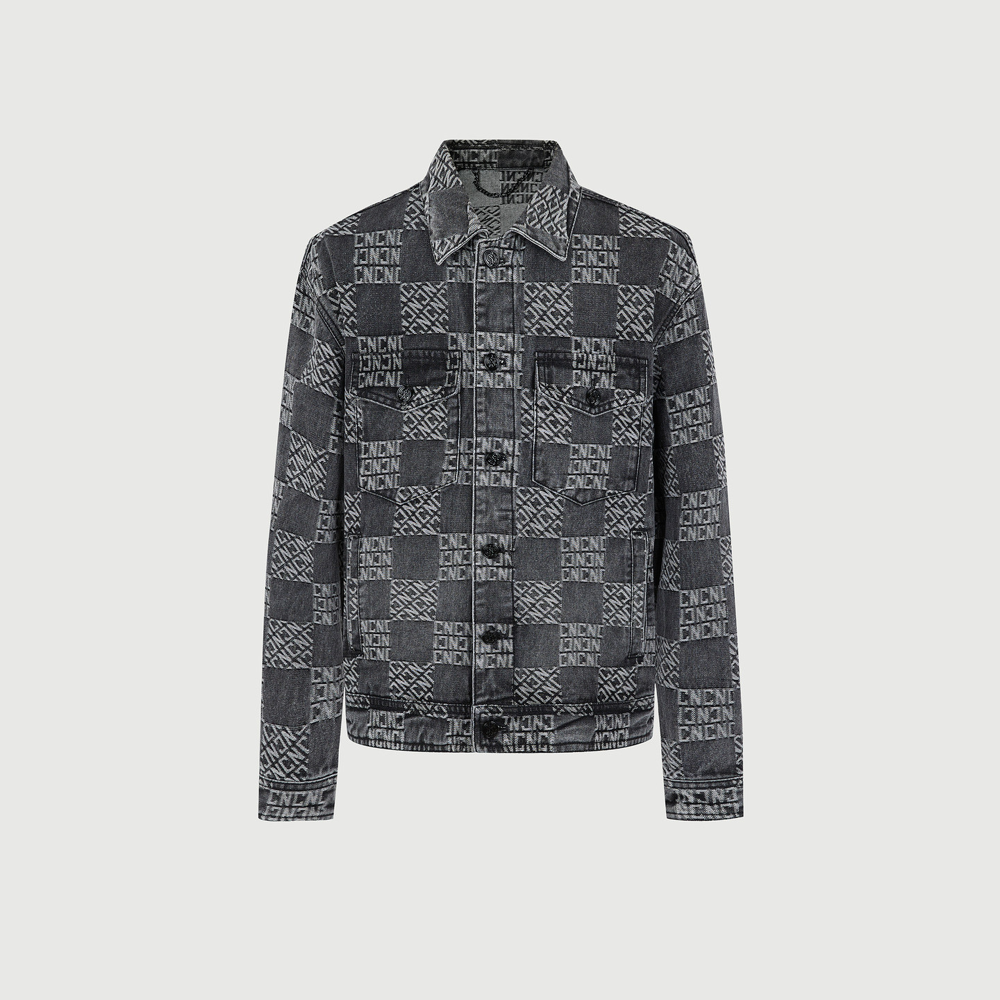 CNC男装奥莱满身LOGO提花潮流复古丹宁秋冬棉布牛仔夹克外套男,淘宝优惠券,粉丝福利购,淘宝优惠卷