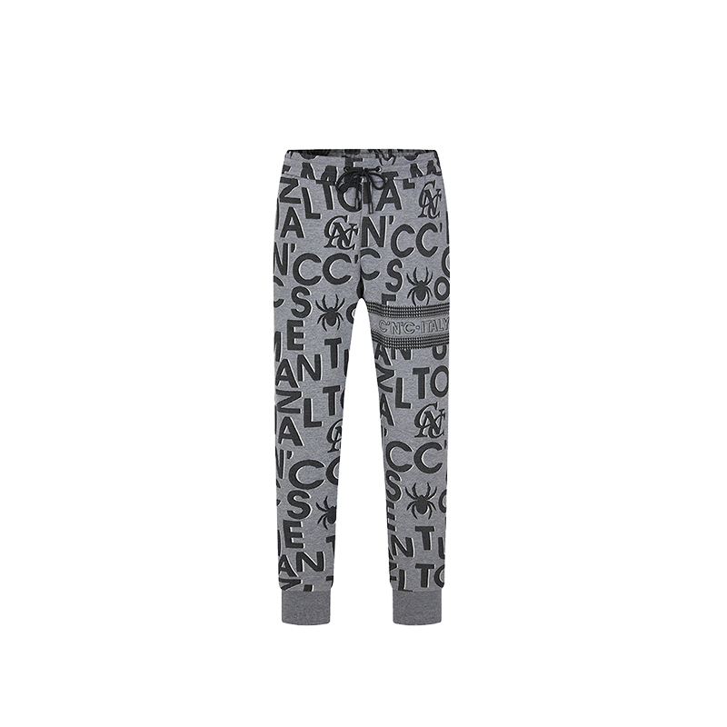 CNC男装奥莱outlets新款满印品牌字母logo抽绳休闲长裤男 - 图0