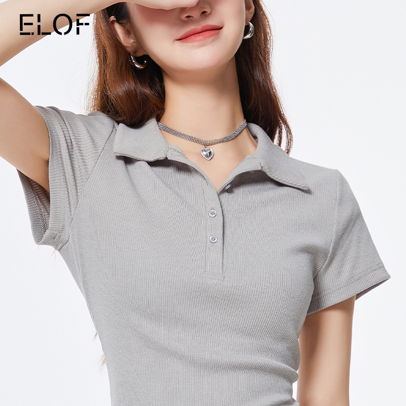 【所有女生的衣橱直播间】ELOF夏季polo领开衩连衣裙女新款简约-图3