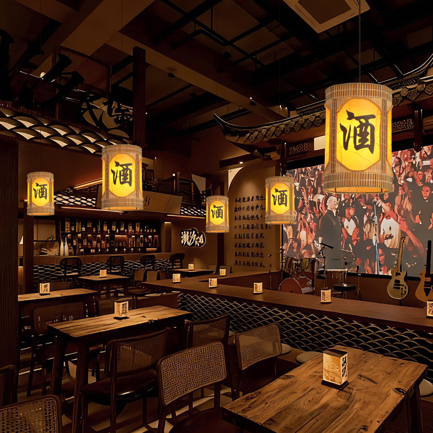 中式竹编吊灯茶酒字样餐厅酒店装饰灯笼禅意复古酒馆氛围茶室灯罩,淘宝优惠券,粉丝福利购,淘宝优惠卷