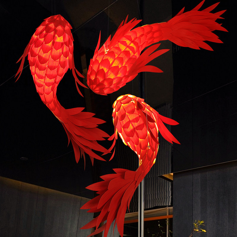 新中式锦鲤鱼形吊灯日式酒店大堂餐饮火锅店灯具创意艺术鱼装饰灯,淘宝优惠券,粉丝福利购,淘宝优惠卷