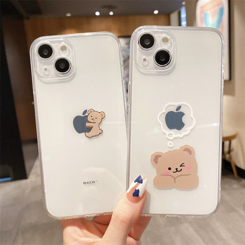 可爱创意小熊适用iphone13promax苹果12手机壳15/14plus透明11硅胶17/16全包7/8plus情侣女17/xr软6sp防摔套 - 图0