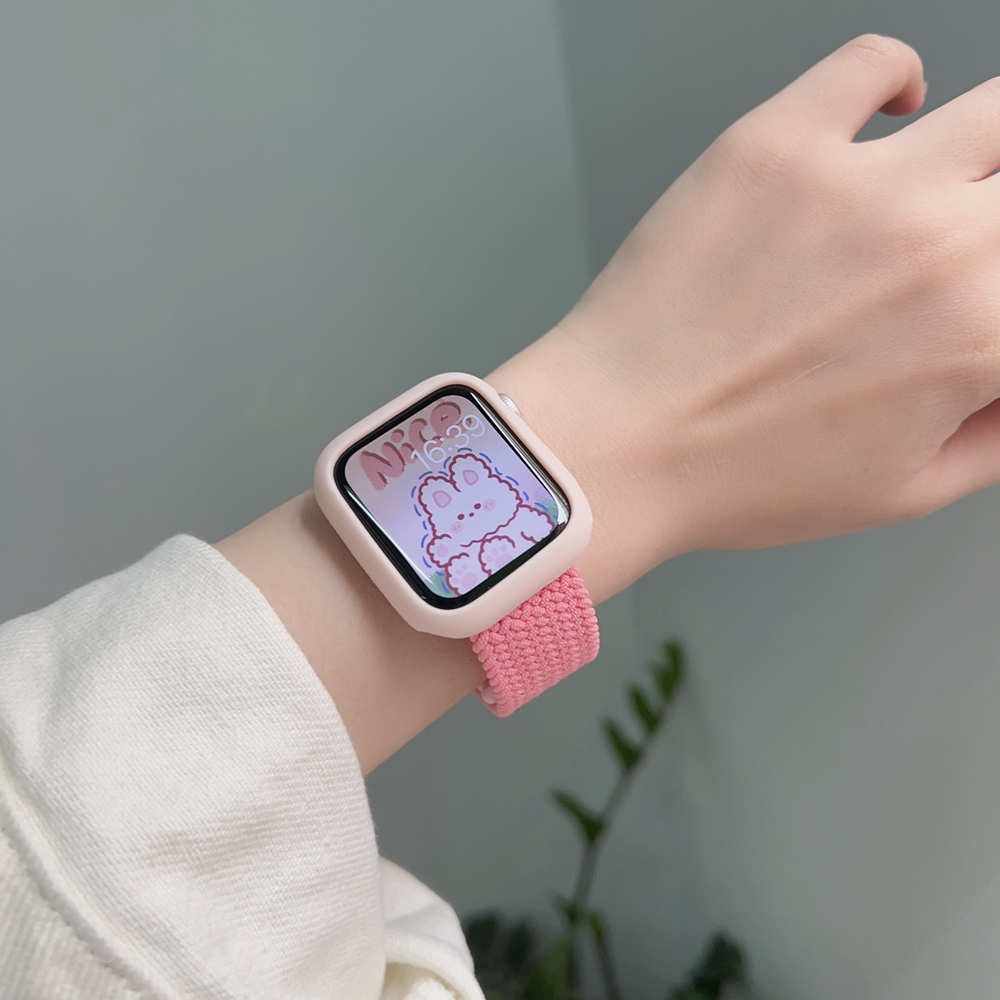 IWUJIAO适用苹果手表表带apple iwatch s9 8 7 5 4 6 se 44mm 41mm 40 45mm编织尼龙可调节撞色拼 ultra 49mm-图1