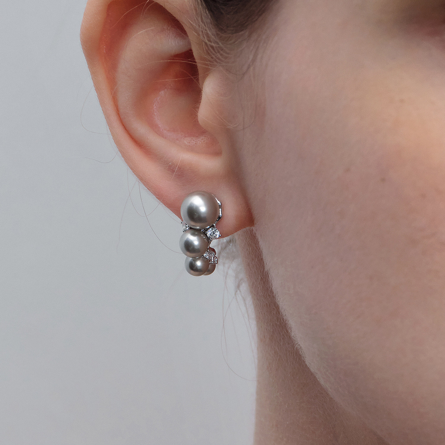 莓拉辉夜灰色仿珍珠气泡耳钉百搭简约925银饰耳饰女,淘宝优惠券,粉丝福利购,淘宝优惠卷
