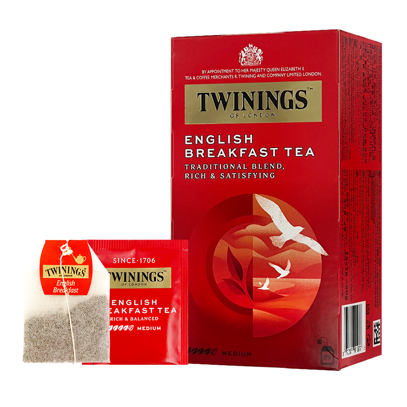 Twinings进口川宁英式早餐红茶25袋 原味红茶包50g独立袋泡茶叶包,淘宝优惠券,粉丝福利购,淘宝优惠卷