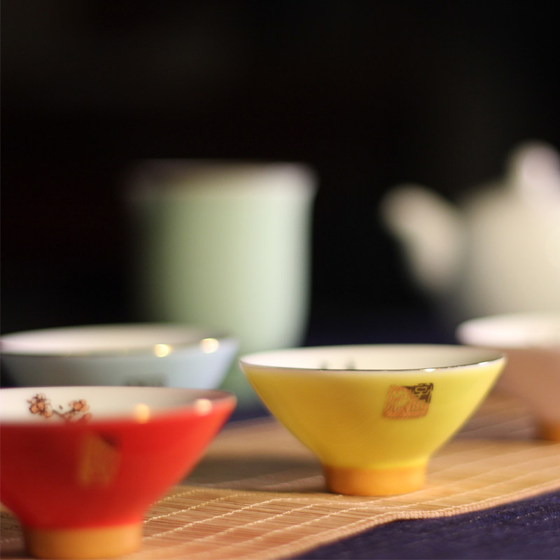 【西泠印社】景德镇白瓷斗笠杯社长印章茶杯套装家用礼品杯子茶具