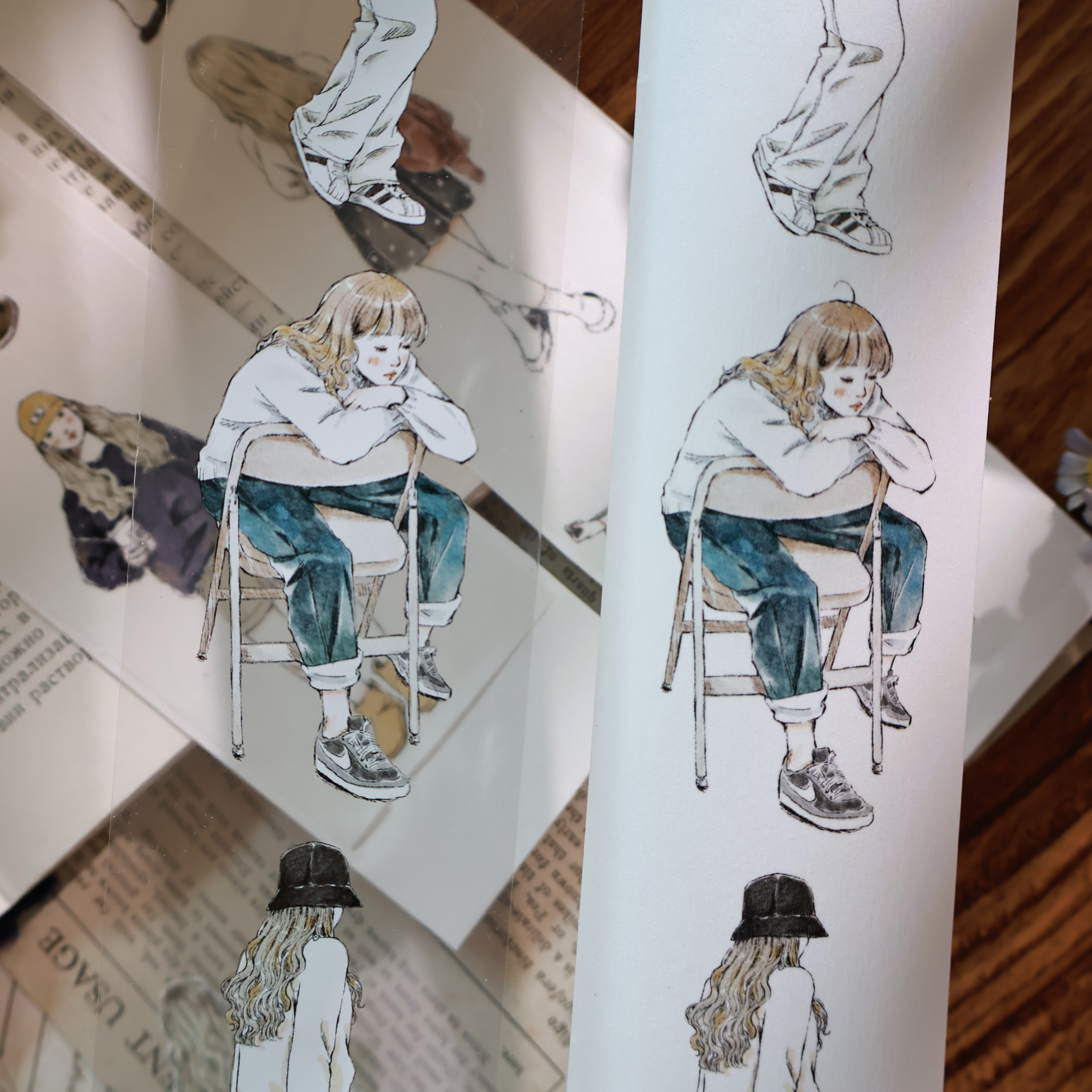 壹洱文创第13期新品现货【暖洋洋】和纸胶带人物手账PET贴纸 - 图3