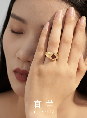 张子枫同款宜兰珠宝国际金奖绪光红戒指925银高级小众时尚礼物