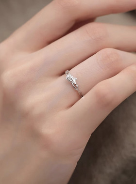 足银999小众高级感玫瑰花戒指女