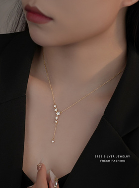 S925纯银轻奢绚丽之星项链小众锆
