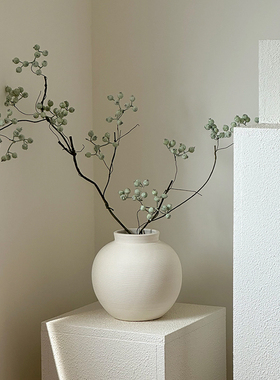 中古装饰摆件陶瓷花瓶仿真植物复古高级感乔迁礼物民宿客厅插花