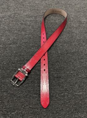 Vanan 中古真皮宫廷雕花针扣腰带 vintage小众简约高级感通勤皮带