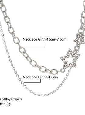 女式高级感水钻项链 hip-hop short choker rhinestone necklace