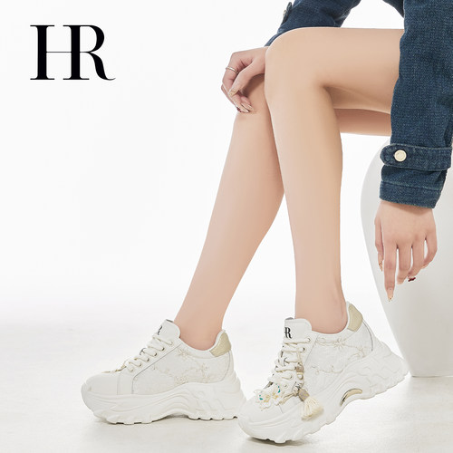 HR赫莲娜老爹鞋2026春季新款女鞋子厚底新中式刺绣串珠挂件运动鞋 - 图0