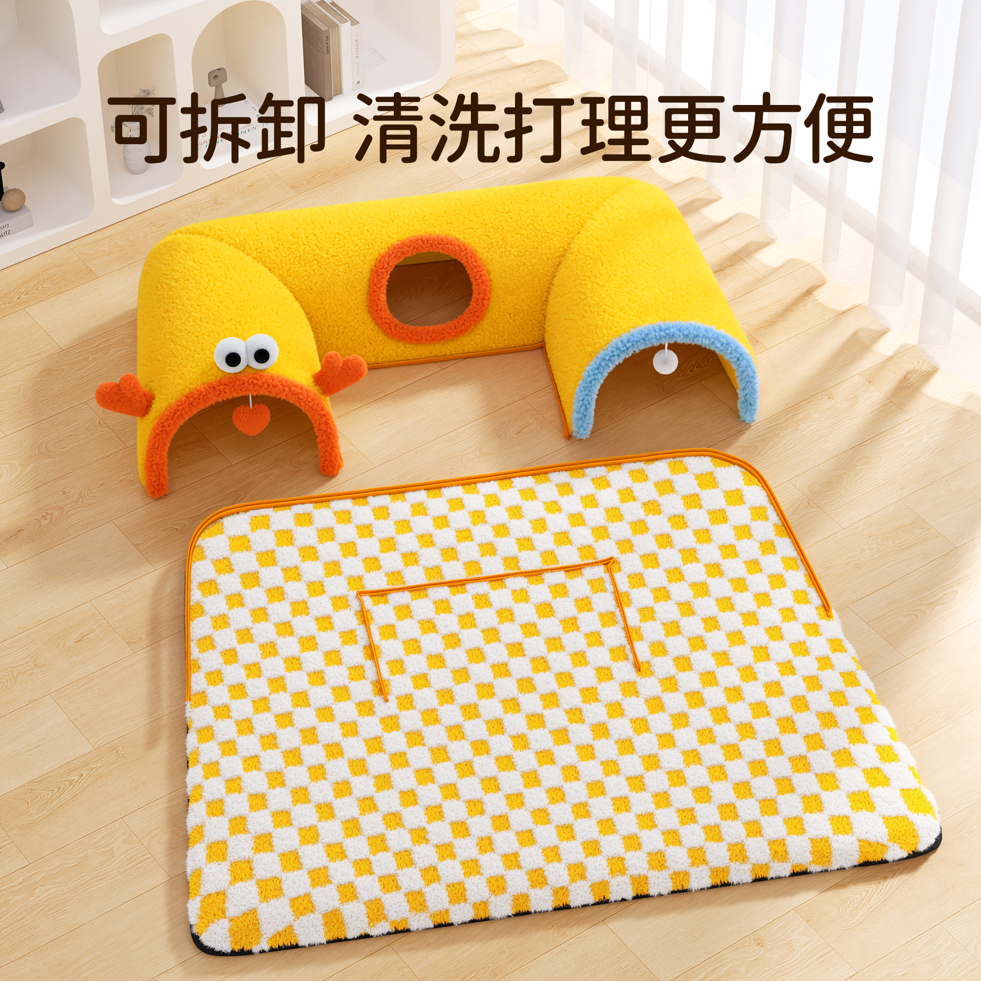 猫隧道猫咪玩具自嗨解闷逗猫神器隧道猫窝冬季多猫家庭猫垫子猫床 - 图2