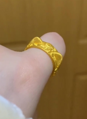 招财猫！金色猫咪戒指女小众指环