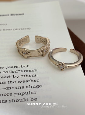 咖金色戒指女轻奢简约百搭食指戒