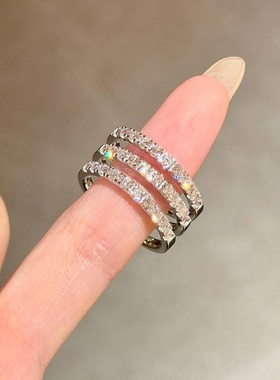 爆闪素圈戒指女轻奢高级感指环