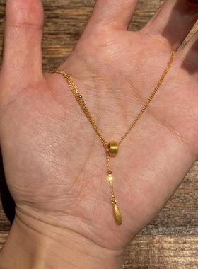 金色拉丝水滴项链女轻奢小众配饰