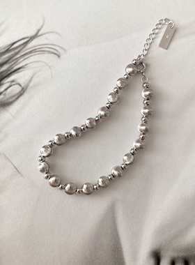 猫眼效应~拉丝银色串珠手链女款