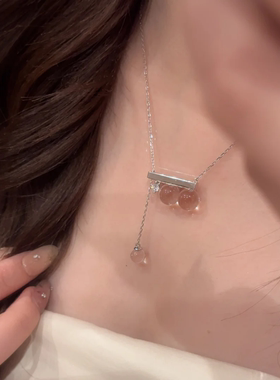 仿白水晶项链女2025新款轻奢小众