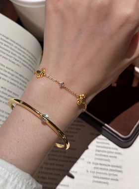 中古风金色鸢尾花手链女款千金感