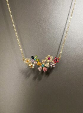 多巴胺彩色花朵项链女时尚锁骨链