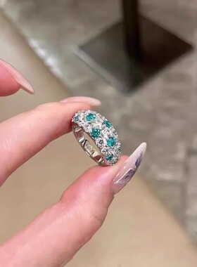 薄荷绿满天星戒指女小众设计爆闪