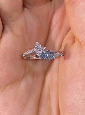 超闪四芒星戒指女小众设计高级感