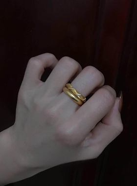 金色泥鳅背麦穗编织素圈戒指女款