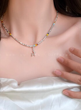 多巴胺彩色项链配饰女款锁骨链