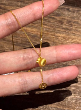 金色小钱袋项链女款碎碎冰锁骨链