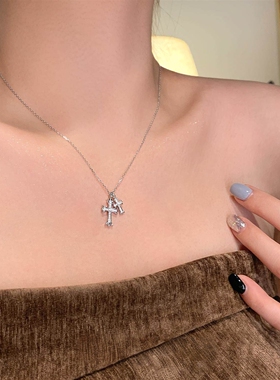 双十字架项链女2026新款甜酷颈链