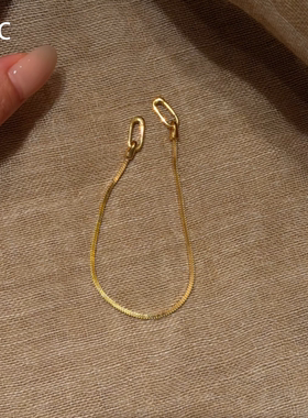 金色蛇骨双扣素链手链女中古手饰