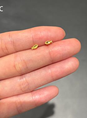 金色锦鲤小鱼耳钉女新款好运耳环