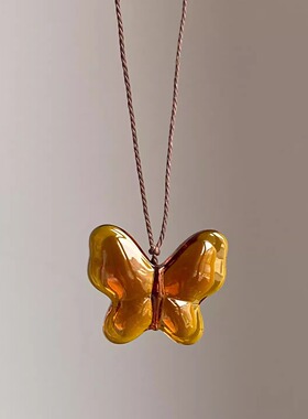 美拉德蝴蝶吊坠项链女长款毛衣链