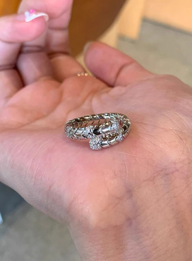 中古风爆闪蛇形戒指女小众设计感