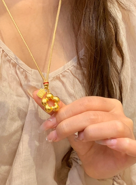 金色發字牌花朵项链女轻奢小众