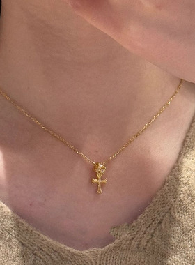 转运环十字架项链女千金感锁骨链