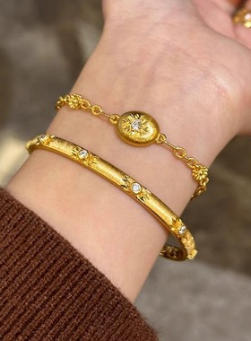 太阳花手镯女复古八芒星叠戴手链