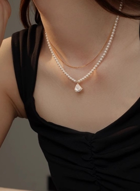 小米珠仿珍珠项链女新款轻奢小众