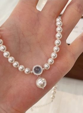 小米珠仿珍珠吊坠项链女轻奢小众