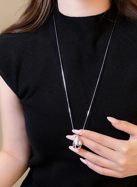 水滴吊坠项链女款长款毛衣链配饰