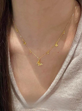 金色镂空蝴蝶项链女高级感锁骨链