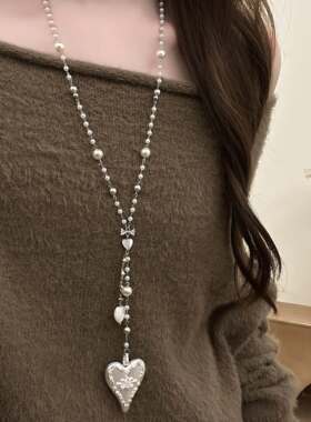 银色爱心长项链女款2026新款颈链