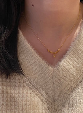 新中式花边水滴项链女百搭锁骨链