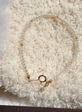 日系设计感超闪星星仿珍珠手链女